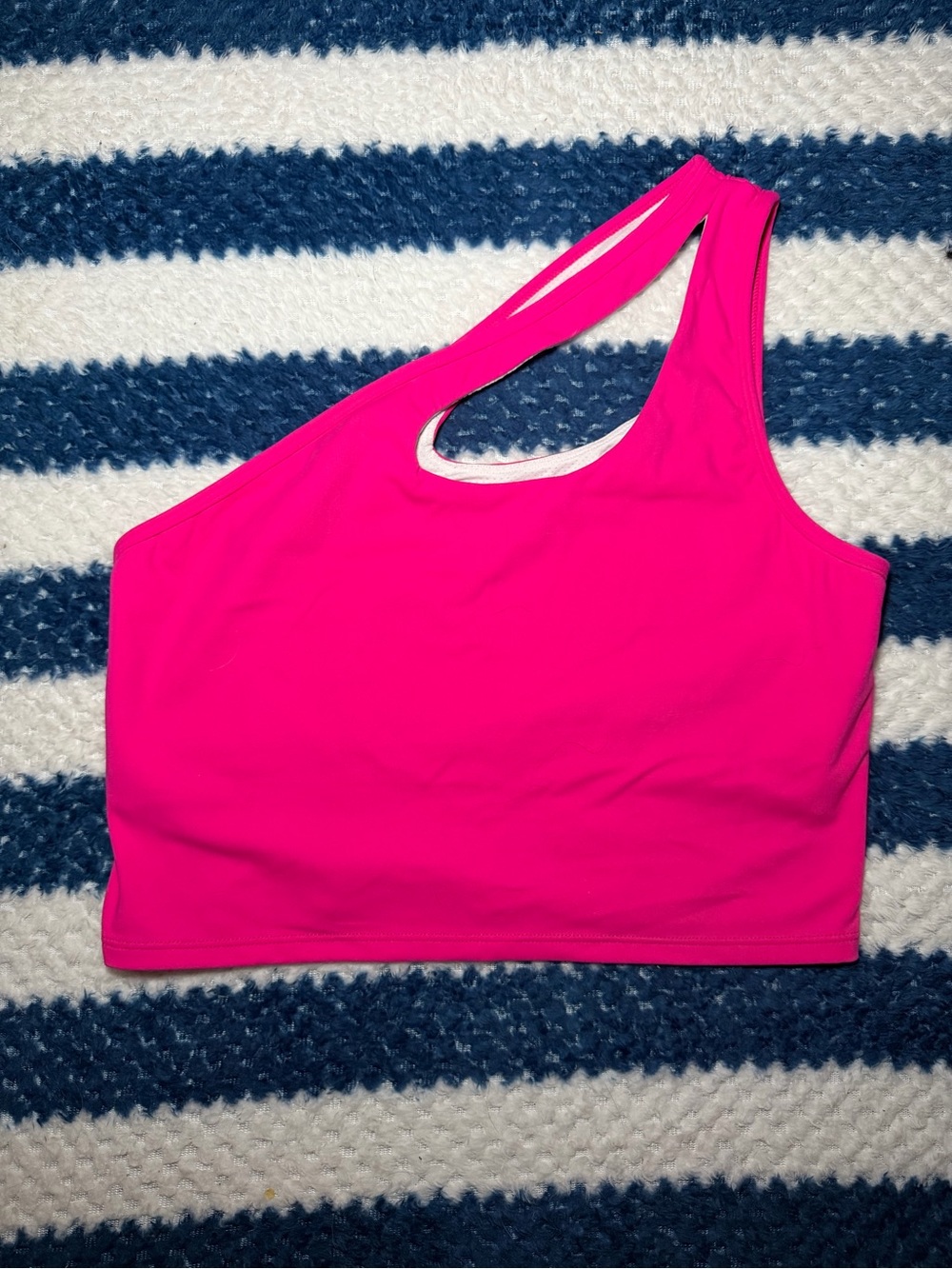 Neon Pink One Shoulder Longline Sports Bra